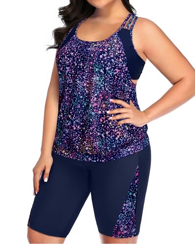 Daci Starry Sky Women Plus Size Tankini Swimsuit - Tummy Control 2 Piece Bathing Suit with High...