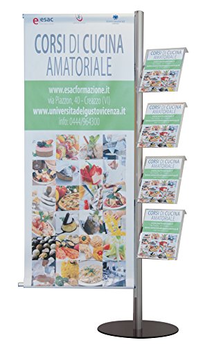 Espositore pubblicitario porta banner bifacciali