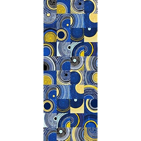 A.Monamour 3D Door Stickers with Blue Geometric Pattern Cover
