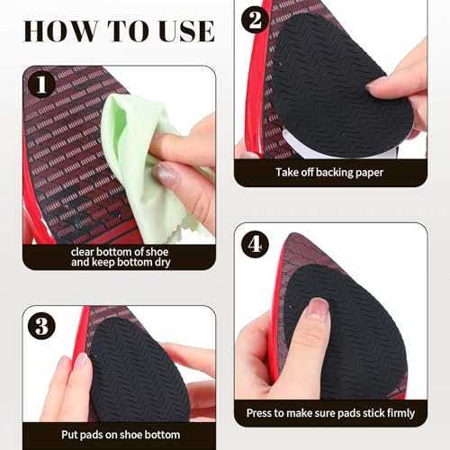 Image of Kifmurase 6 Pcs Black Non-Slip Shoe Pads, Thickened Non-Skid Rubber Protector on Bottom of Shoes for Heel, Noise Reduction Shoe Cushion Self-Adhesive Anti-Slip Sole Sticker for Women Men Leather Shoes