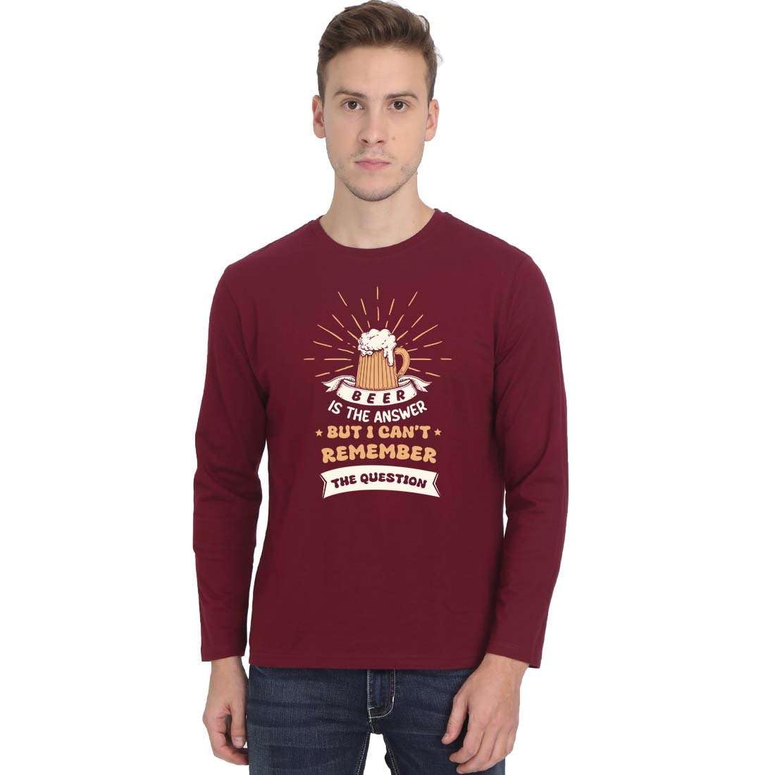 DrunkenMonkBeer is The Answer But I Can't Remember The Question T-Shirt for Men - Full Sleeve