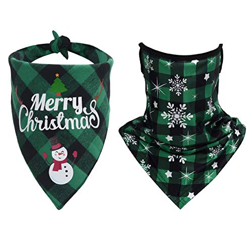 2 Pack Christmas Dog Bandana, Classic Buffalo Plaid Dog Bandanas, Xmas Checkered Dog Kerchief/Bibs/Scarf for Small Medium Large Dogs