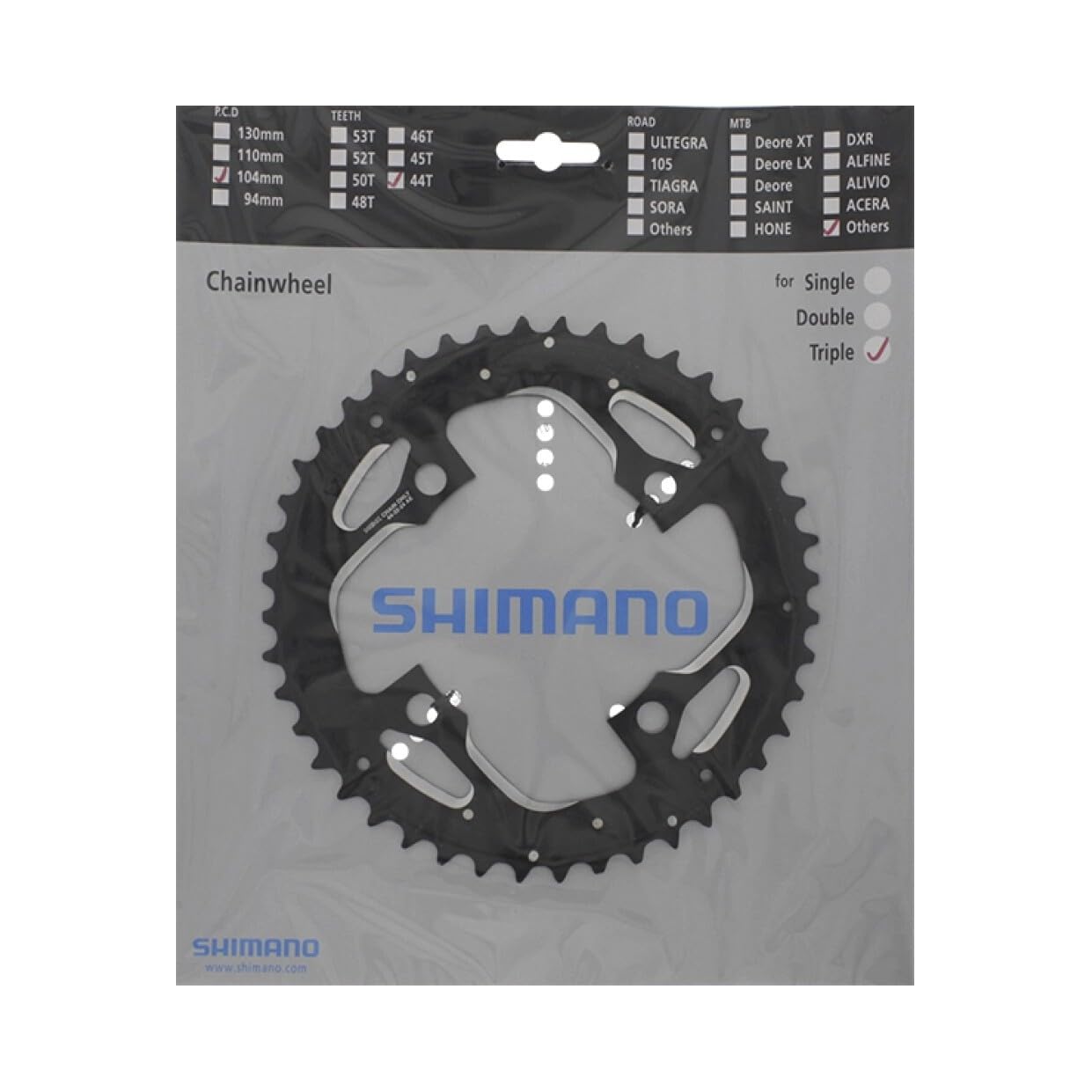 Shimano Trekking Fc-T551 Kettenblatt, Silver/Black, 44 Zähne