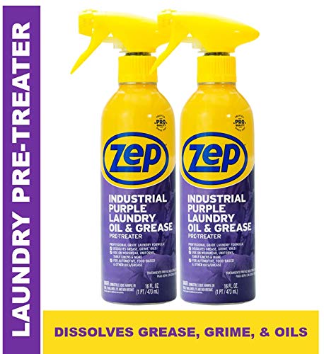 New! Zep Industrial Purple Laundry Oil and Grease Stain Lifter and Pre-Treater 16 Oz (Pack of 2) Great for Industrial Grease and Food Grease