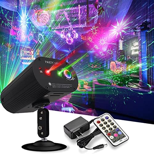 Party Lights Disco Lights,Sound Activated Strobe Light with Remote Control Stage Lights,DJ Lights Various Patterns Projector Effect for Bar Club Birthday Parties Christmas Holiday Party Decorations