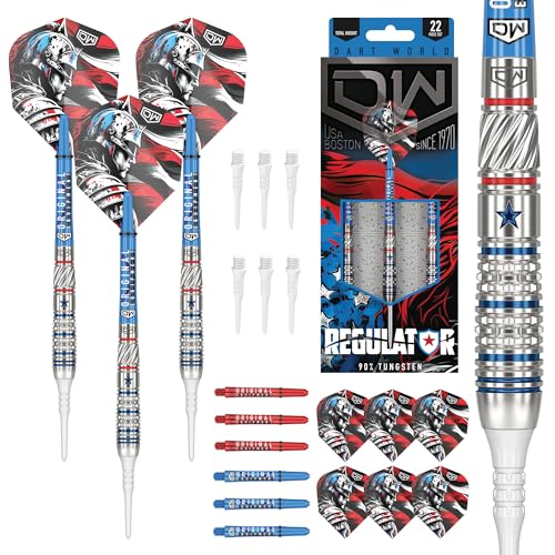 DW Regulator 90% Tungsten Soft Tip Darts, Precision Balanced, Accurate and Durable - Perfect for Professional and Recreational Players (18G), Silver