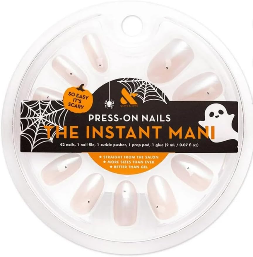 Instant Mani Medium Oval Press-On Nails, Iridescent Ghosts, 42 Pieces