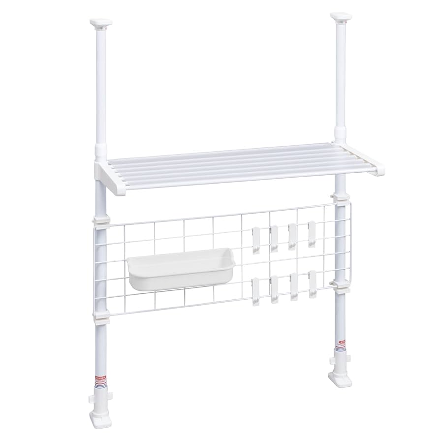 【新潟県引き取り限定】つっぱりラック 6段 幅59.5cm ホワイト Amazon｜アストロ つっぱりラック ホワイト 収納棚1段 幅63cm