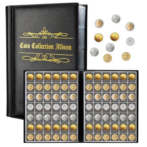 480 Pochette Classeur Pieces de Monnaie, Album Collection Pièces de Euros, Rangement Pieces de Monnaie, Album Numismatique Collection Piece pour...