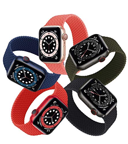 Watchbands for Apple Watch SE Series 6 Bands 40mm 44mm Silica Gel Loop Braided Strap iwatch Compatible with 5/4/3/2 38mm 42mm (Pink, 38mm/40mm:#S(126mm-132mm Wrist))