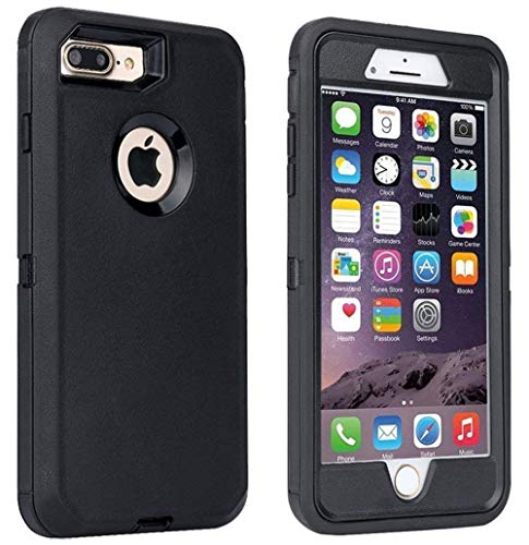 Annymall Case Compatible with iPhone 8 Plus/iPhone 7 Plus, [Heavy Duty] Built-in Screen Protector Tough 4 in1 Rugged Shorkproof Cover for Apple iPhone 7 Plus & iPhone 8 Plus (Black)