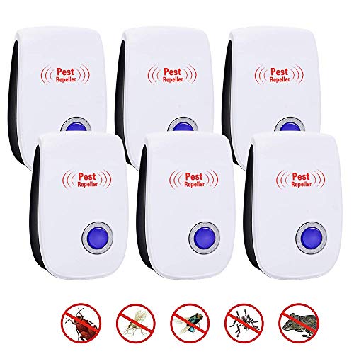 Preisvergleich Produktbild MGRETT Ultraschall Schädlingsbekämpfer, 6 Stück Elektronische Insektenschutzmittel Innenräumen Pest Control Repeller für Mücken,Mäuse (Weiß)