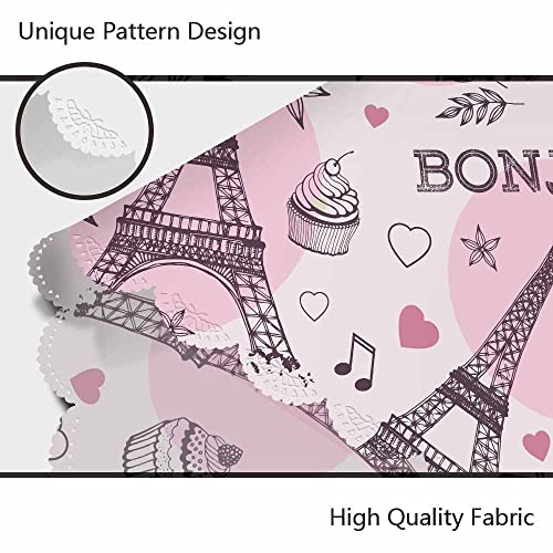 Aoyego Eiffel Tower Pink Table Cloth Romantic Paris Ice Cream Coffee Star Shaped Leaves Round Tablecloth 60 Inch For Dining Room, Party, Banquet #TOP4