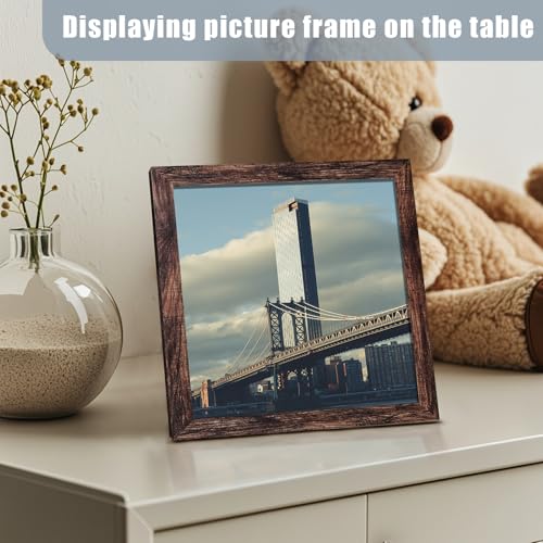 Image of LUCKYLIFE 8x8 Picture Frame Brown for Wall Mounting or Tabletop Display, 2 Pack