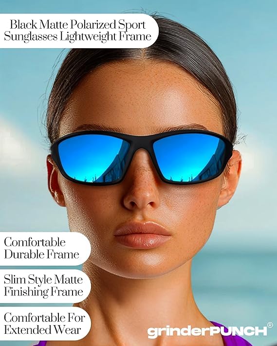 Image of grinderPUNCH Sport Polarized Sunglasses for Men & Women Baseball Running Cycling Fishing Golf Driving Shades Sun Glasses