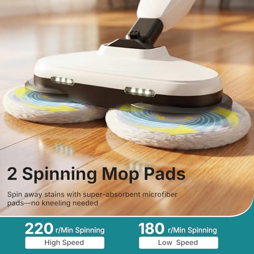 Image of OLIXIS Steam Mop, All-in-One Scrubbing Steam Mops for Floor Cleaning with Rotating Pads, Floor Steamer with 2 LED Lights, 4 Cleaning Modes, Swivel Steering, 16.4 FT Cord, Safe for Hardwood and Tile