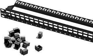 Iwillink 24 Port Blank Keystone Patch Panel with (12-Pack) Blank Keystone Jack Inserts - 1U 19" Metal Rackmount or Wallmount Housing for Keystone Jacks/Keystone Panel