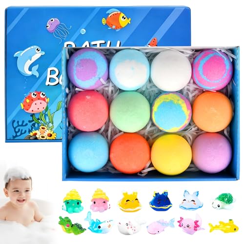 12 Stück Bath Bomb Gift Set for Kids Badebomben Kinder mit Überraschung 2026 Neu Badebomben Badekugeln Bath Bombs for Kids Bunter Blasenbad Fizz Geschenk für Kinder Schaumbad Fizzy Bath Bomb Gift