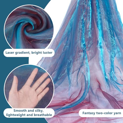 PH PandaHall 3m Iridescent Organza Fabric 1.5m Wide Gradient Holographic Fabric Gauze Lace Fabric Wedding Shiny Fabric for Summer Dress Stage Show Costume Clothing Photography Background - Image 4