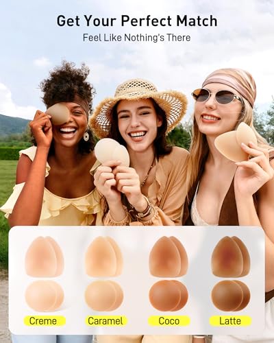 Image of Niidor Non-Adhesive Nipple Covers for Women, Grippy Silicone Nipple Pasties Reusable With Travel Case Circle & Triangle Combo