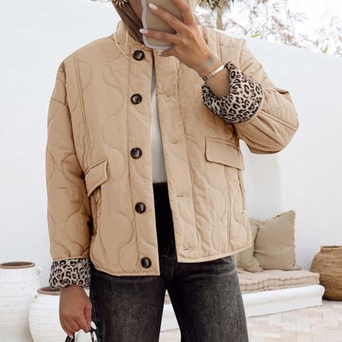 Quilted Jackets for Women Casual Button Down Puffer Jacket Winter Lightweight Warm Coat Trendy Puffy Coats Outerwear2
