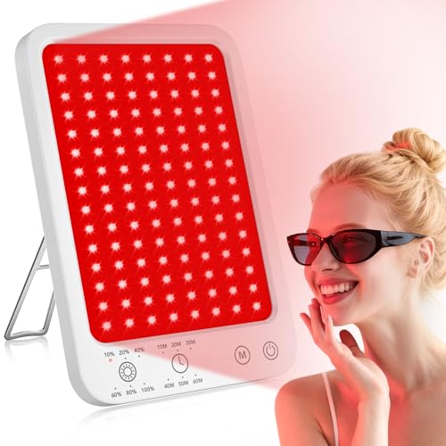 Red Light Therapy for Face Body, Infrared Red Light Panel with Adjustable Stand, 660nm and 850nm Near Infrared Therapy Lamp with 3 Modes, 6 Adjustable Brightness and Timer, for Home and Travel Use