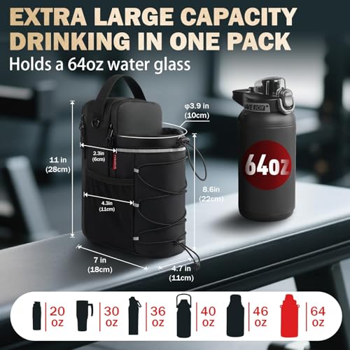 Magnetic Gym Bag 25-64oz Water Bottle Holder
