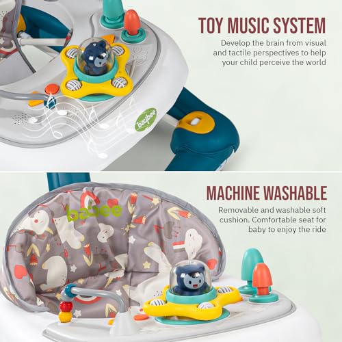 Image of Baybee 3 in 1 Awry Baby Walker for Kids with Rocker & Push Handle, Kids Walker with 3 Adjustable Height, Mat & Musical Toy Bar | Activity Walker for Baby | Push Walker Baby 6-18 Months Boy Girl (Blue)