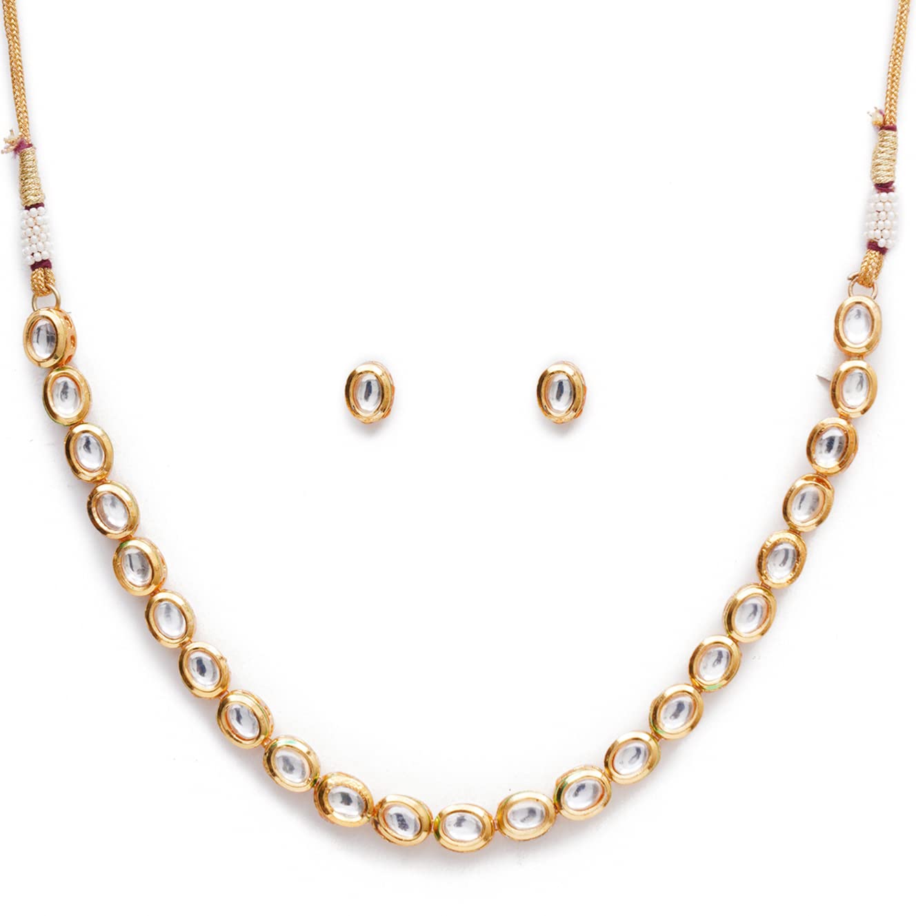 Karatcart Gold Plated Oval Shaped Polki Kundan Necklace Set for Women (B09NSWVN8V) Amazon Price History, Amazon Price Tracker