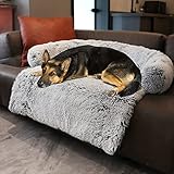 Tinaco Calming Dogs/Cats Bed Mats, Dog Pad Washable Removable Couch Cover, Plush Long Fur Mat for Pets, Waterproof Lining, Perfect for Small, Medium and Large Dogs and Cats (Gradient Gray, 45"x37")