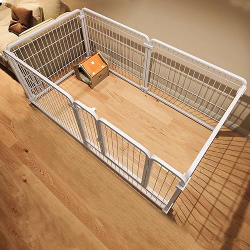 Portable Dog Fence Height 60CM Made of Carbon Steel Dog Playpen 4 Sizes with Automatic Locking Door Design for Large Medium Small Dogs and Pet Easy to Assemble(120x60x60cm)
