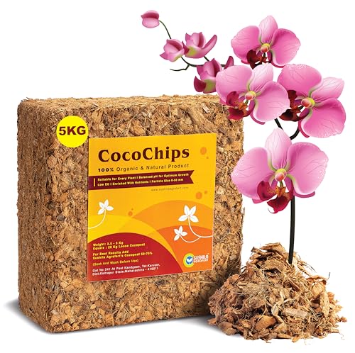 Image of Coco Chips 5Kg Brick Natural Low EC Coconut Husk Chips Soil Enhancer for Gardening Expands to 20Kg Eco-Friendly Potting Mix Orchid & Houseplant Root Aeration Moisture Retention
