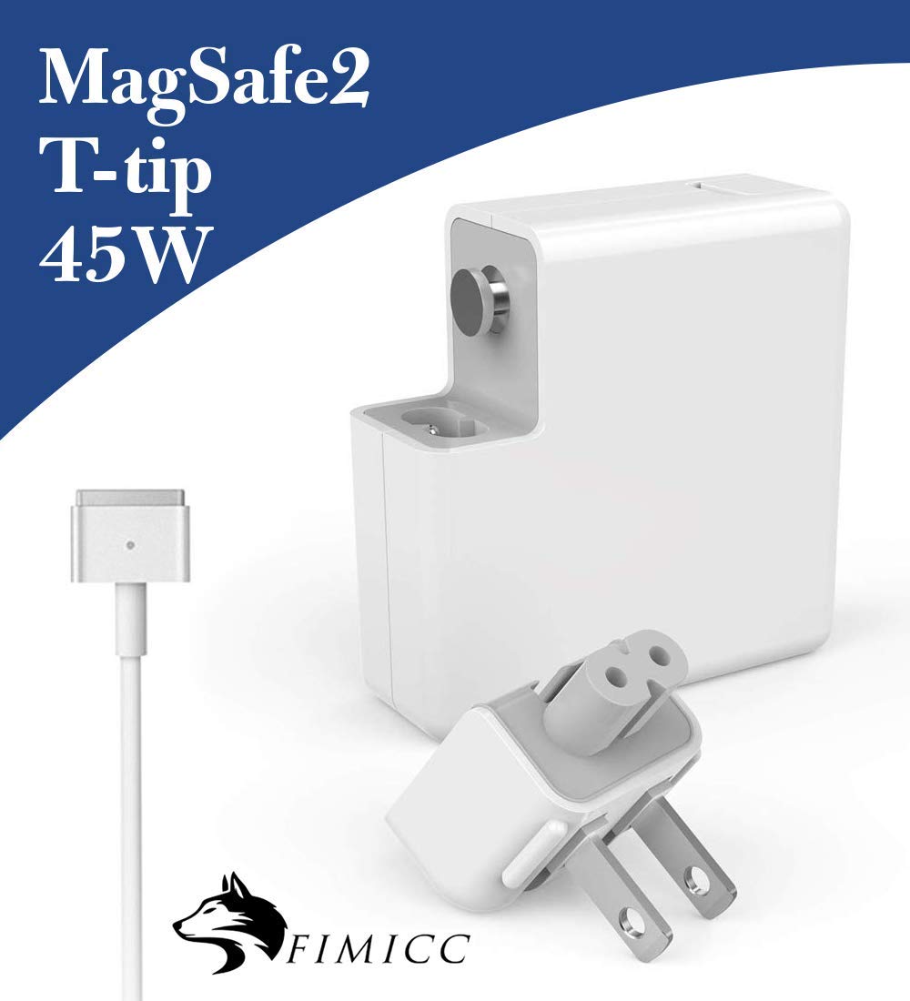 MacBook Air Charger, 45w Power Adapter MagSafe 2 (T) Style Connector - Superior Heat Control - Replacement Charger Mac Book Air T-Tip, Retina 11 inch - 13 inch, White