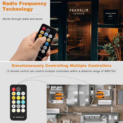 Image of RF Remote Dimmer for PAUTIX CCT Tunable COB LED Strip Lights,17-Key Wireless Remote and Controller DC 5-24V for CCT COB LED Tape Lights,Timer Function
