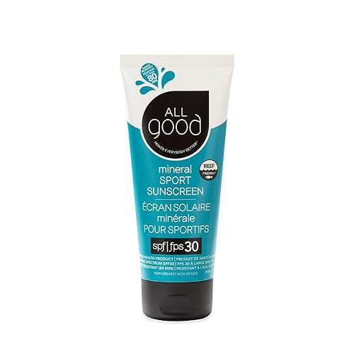 All Good Sport - Loción de protección solar mineral Apto para arrecifes de coral, resistente al agua y al sudor, cara y cuerpo, UVAUVB de amplio
