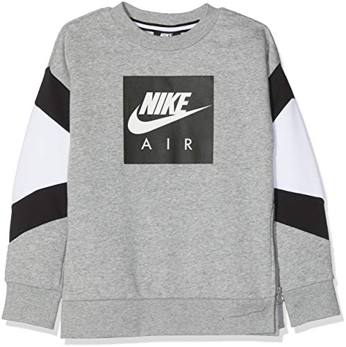 Nike B Nk Air Crew Felpa, Bambino, Grigio (Dk Grey Heather/White/Black 063), 128 (Taglia Produttore:S)