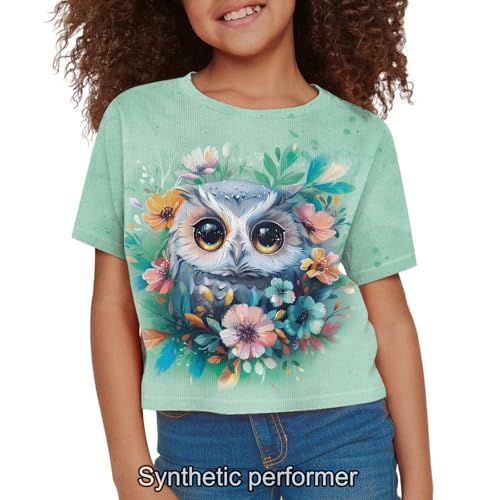 Image of 4th of July Shirt for Girls 7-8 Years US Flag Crop Tops Kids Outfit Independent Day Graphic Tee-