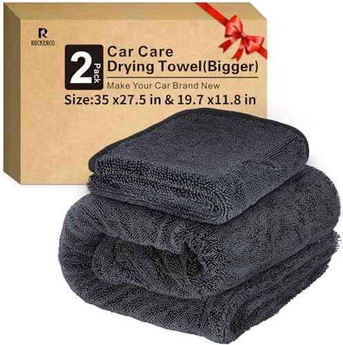 2-Pack 1300GSM Microfiber Car Drying Towel, Ultra-Large & Lint-Fr...
