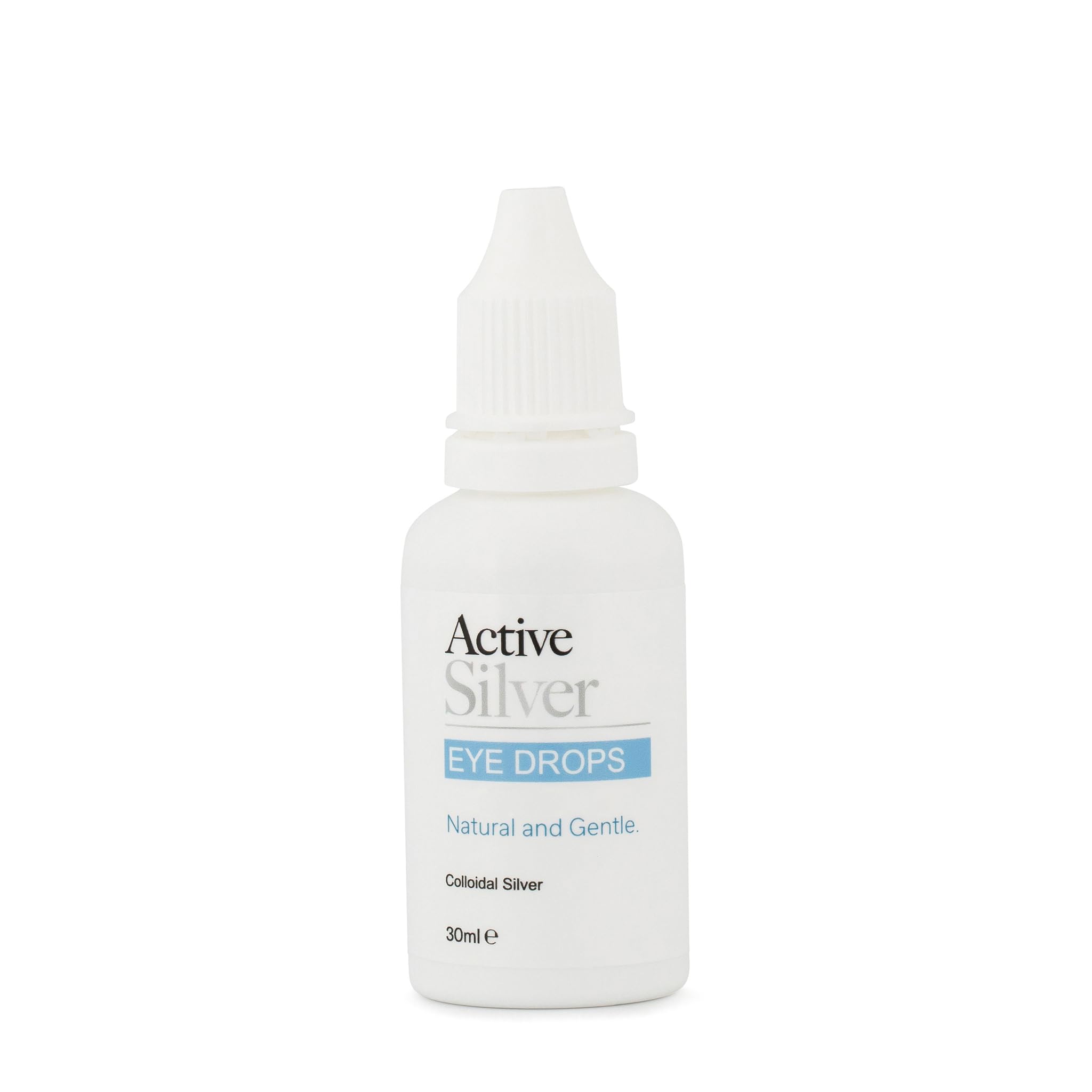 Active Silver - Natural Eye Drops - Colloidal Silver for Humans - 10ppm - Gentle, Vegan-Friendly, Travel Size – Made in The UK - Eye Care - 30ml Dropper Bottle