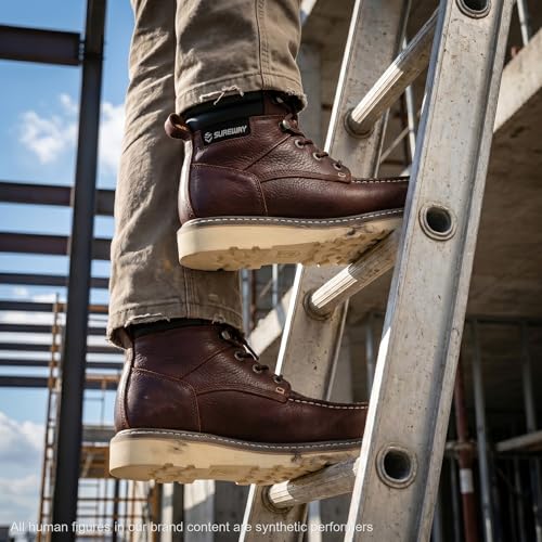 Image of SUREWAY 6 inch Soft Toe Work Boots for Men - GoodyearWelt Full Grain Leather, Lace Up Mac Toe Work Shoes, EH Construction Oil /Slip Resistant, Durable Rubber Sole Boots for Warehouse, Factory, Daily Wear