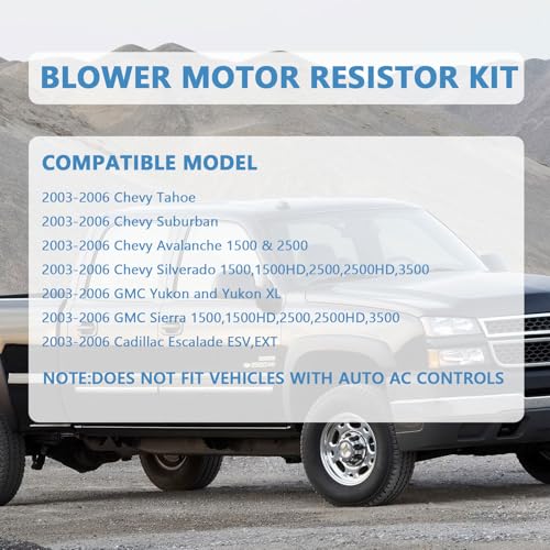 Image of 89019088 HVAC Blower Motor Resistor Kit with Harness fits for 2003-2006 Chevy Avalanche Silverado Suburban Tahoe, for GMC Sierra Yukon, Replaces 89019088 973-405, 15-81086, 22807123