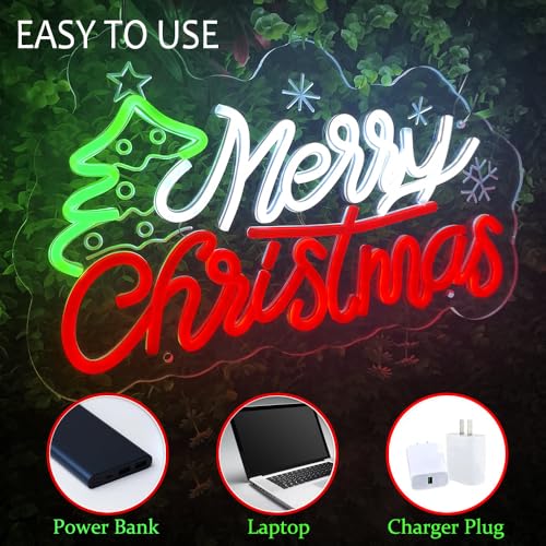 Image of Merry Christmas Neon Sign Dimmable Neon Light for Wall Decor USB Powered Christmas Led Sign for Xmas Party Bar Home Room Decor Holiday Wedding Holiday Light Up Signs