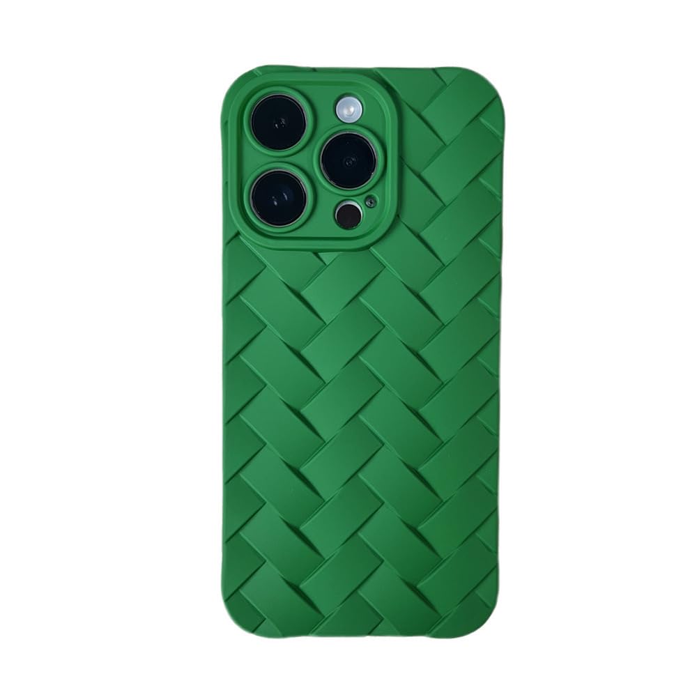 Retro Weave Pattern Solid Color Phone case, TPU Material, Simple and Atmospheric, Anti-Drop, Color Variety, for iPhone 15 14 13 12 11 Pro Max Plus Phone case (Green,iPhone 12 Pro)