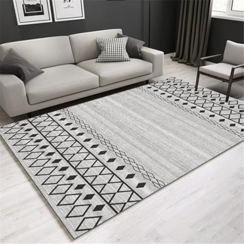 Moquette salon 100x200cm tapis doux gris géométrique pour décoration intérieure et balcon