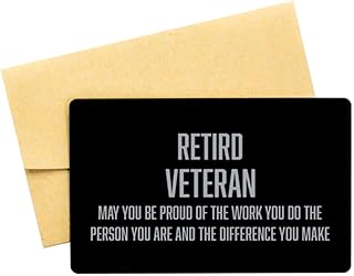 Inspirational Veteran Black Aluminum Card, Retird Veteran May You be Proud of The Work You do, Best Birthday Christmas Gifts for Veteran