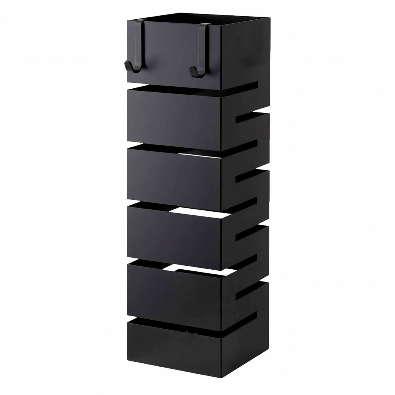 Bricozone Portaombrelli In Metallo Moderno Da Interno Ed Esterno Con Vaschetta Scolapioggia E Ganci Removibili Design Elegante Per Ingresso Casa E Ufficio (Nero)
