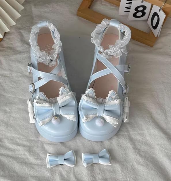 ZQW Japanese Kawaii Lolita Mary Jane Shoes for Women Y2K Cute Chunky Platform Shoes Comfort Dressy Cosplay JK Uniform Flats2