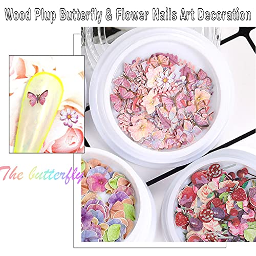 Belicey 300Pcs 3D Wood Pulp Flower Nail Art Charm Butterfly Nails Art Flower Nail Charms Clear Bow Butterfly Nailfor Nail Art Decoration & Diy Crafting Design #TOP5