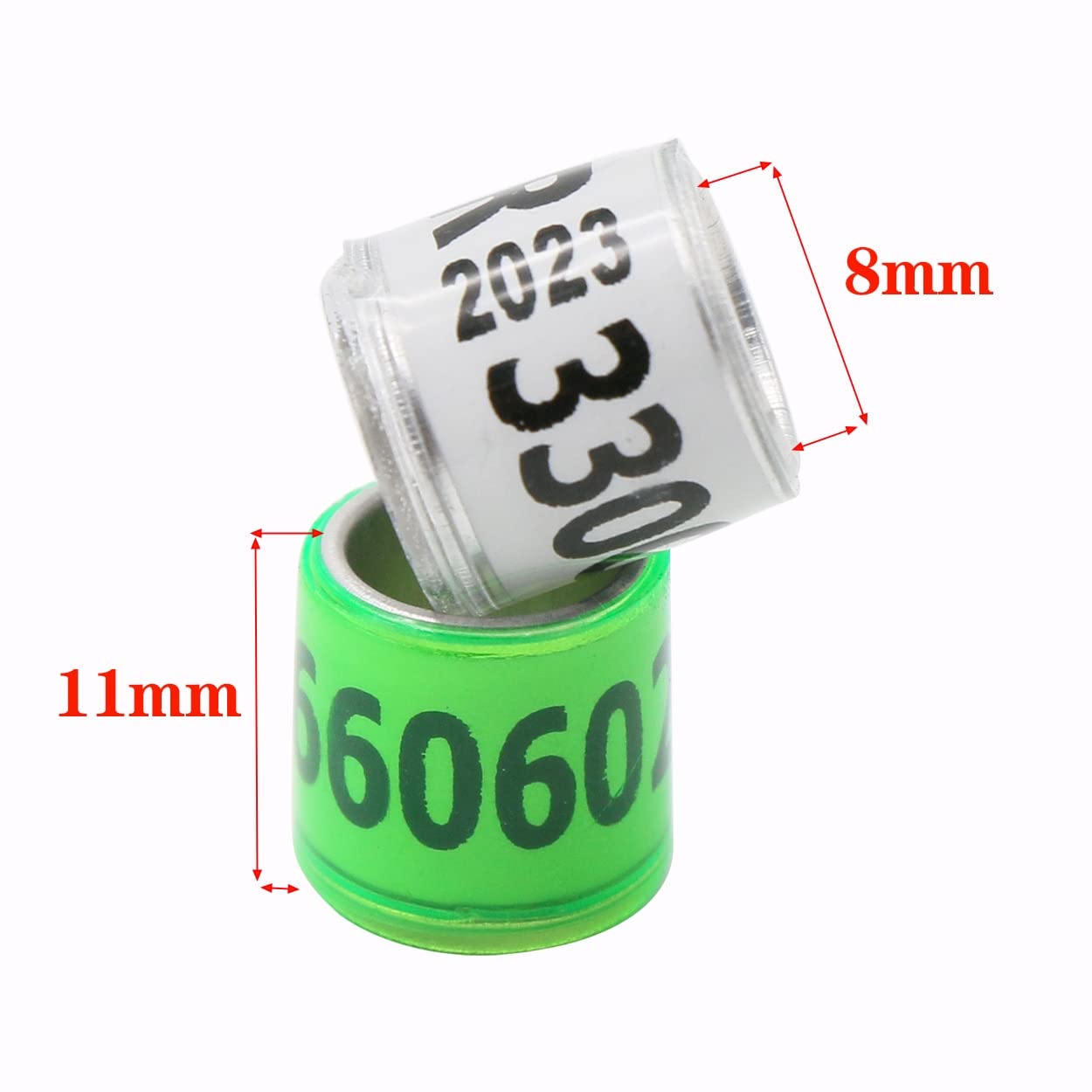 HUFFA 1000 Uds con número 2023 Anillo de pie de Paloma de plástico de Aluminio Anillo de pájaro Mensajero señalización de pie de Paloma Llevar círculo de identificación (Color : 1000PCS-04)