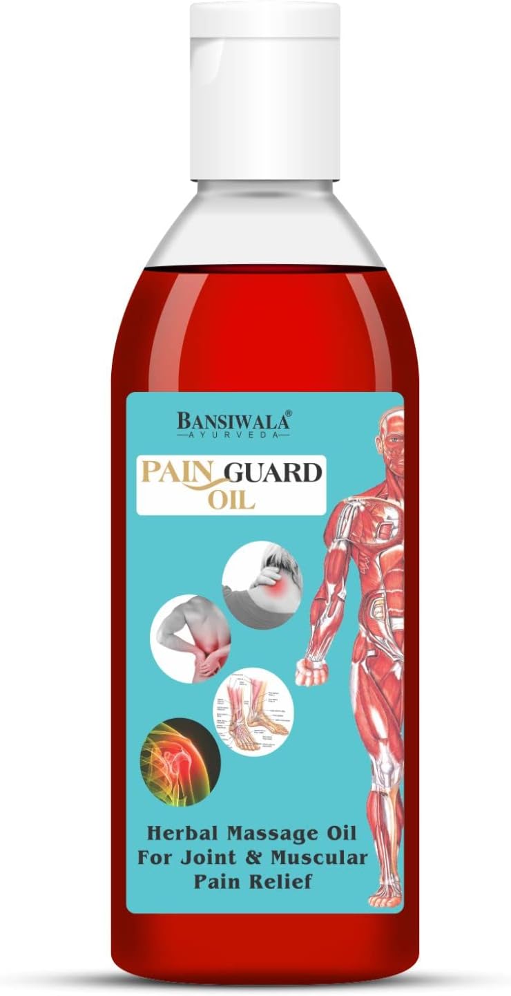 Bansiwala Khadi Ayurvedic Joint Pain Relief Oil & Crepe Bandage|Body Cramps,Sprains Pain Guard Oil,Back Knee Muscle & Stiffness Pain Relief Massage Oil Kit - 200 ML